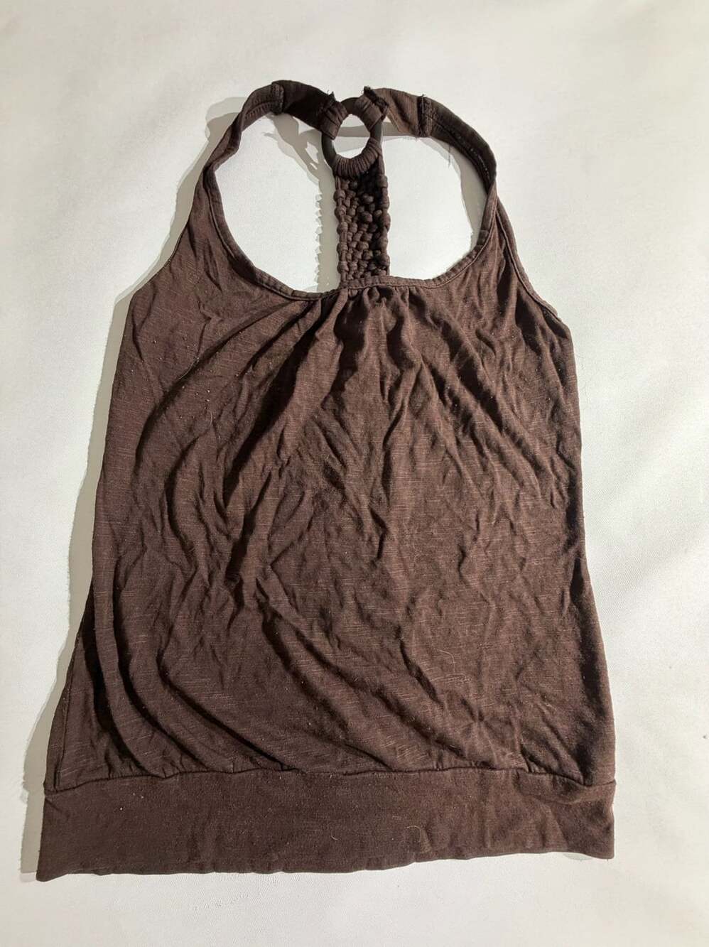 Charlotte Russe Brown Braided Racerback Tank Top Y2K Boho Womens Size S